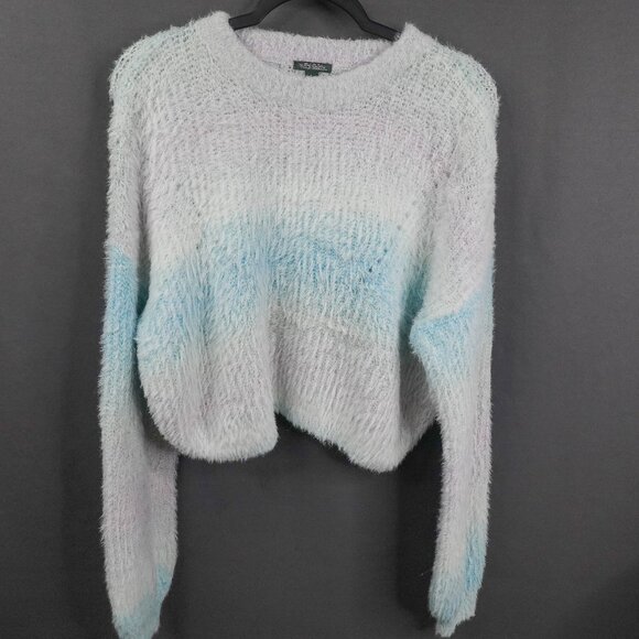 Wild Fable Womens Sweater Large Aqua Soft Cozy Eyelash Boxy Cropped Softgirl - Picture 1 of 11
